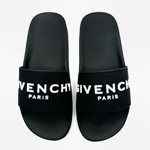 NEW Givenchy Black & White Logo Pool Slides Sandals Shoes